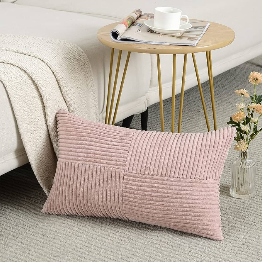 Amazon.com: Fancy Homi Blush Pink Lumbar Decorative Throw Pillow Covers 12x20 Inch for Living Roo... | Amazon (US)