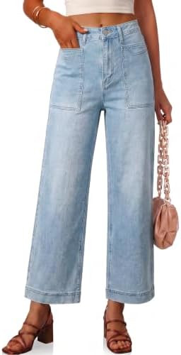 Flowyair Womens Wide Leg Jeans High Waisted Casual Cropped Denim Pants | cropped pants,denim pant... | Amazon (US)
