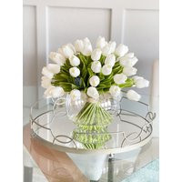 White Tulip Arrangement Modern Faux Flowers in Glass Vase | Etsy (US)