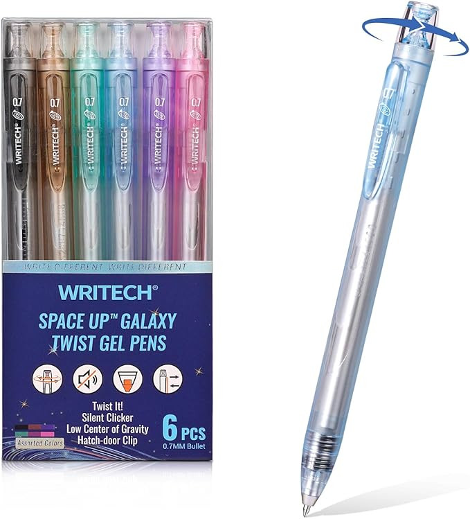 WRITECH Twist Gel Ink Pens: Multicolor Medium Point 0.7mm 6ct Low Center of Gravity Rotatable Pen... | Amazon (US)