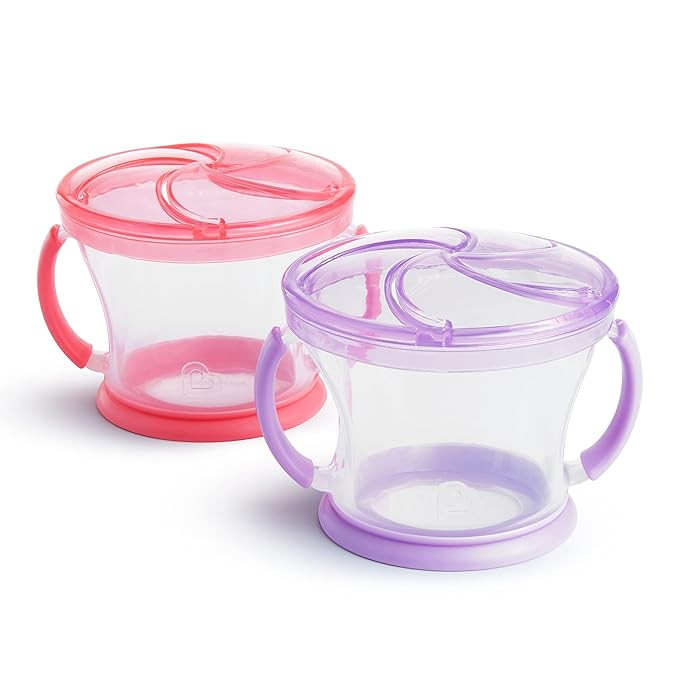 Munchkin Snack Catcher Toddler Snack Cups, No Spill, 2 Pack, Pink/Purple | Amazon (US)