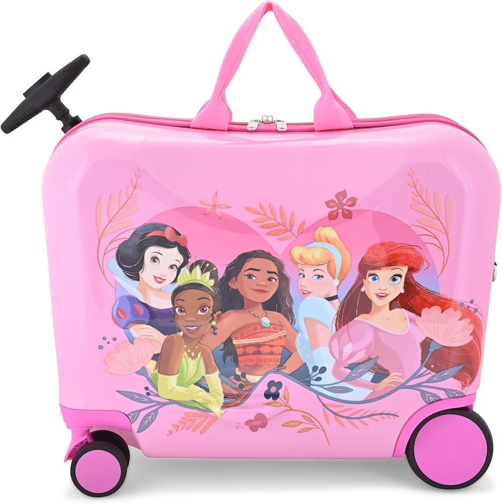 Disney Princess Ride-On Kids Suitcase - 18" Tow-Along Toddler Luggage - Tiana Moana Ariel Cindere... | Amazon (US)