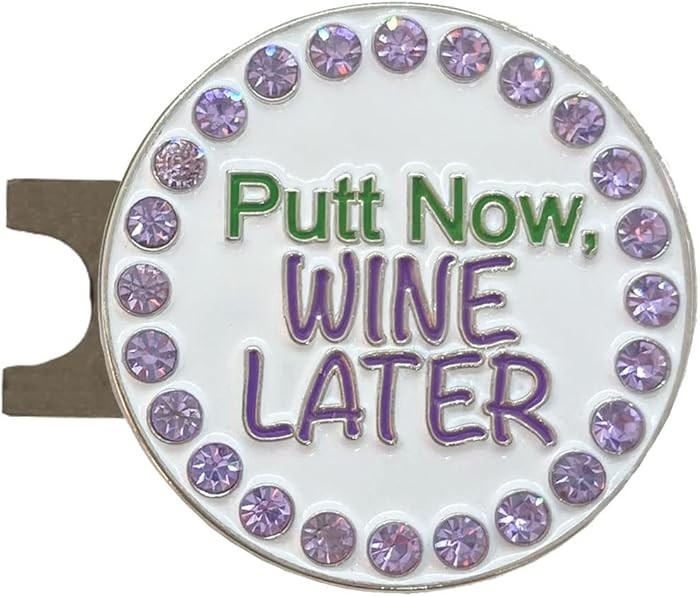 Giggle Golf Bling Golf Ball Marker with Magnetic Hat Clip – Putt Now Wine Later Sparkly Marker ... | Amazon (US)