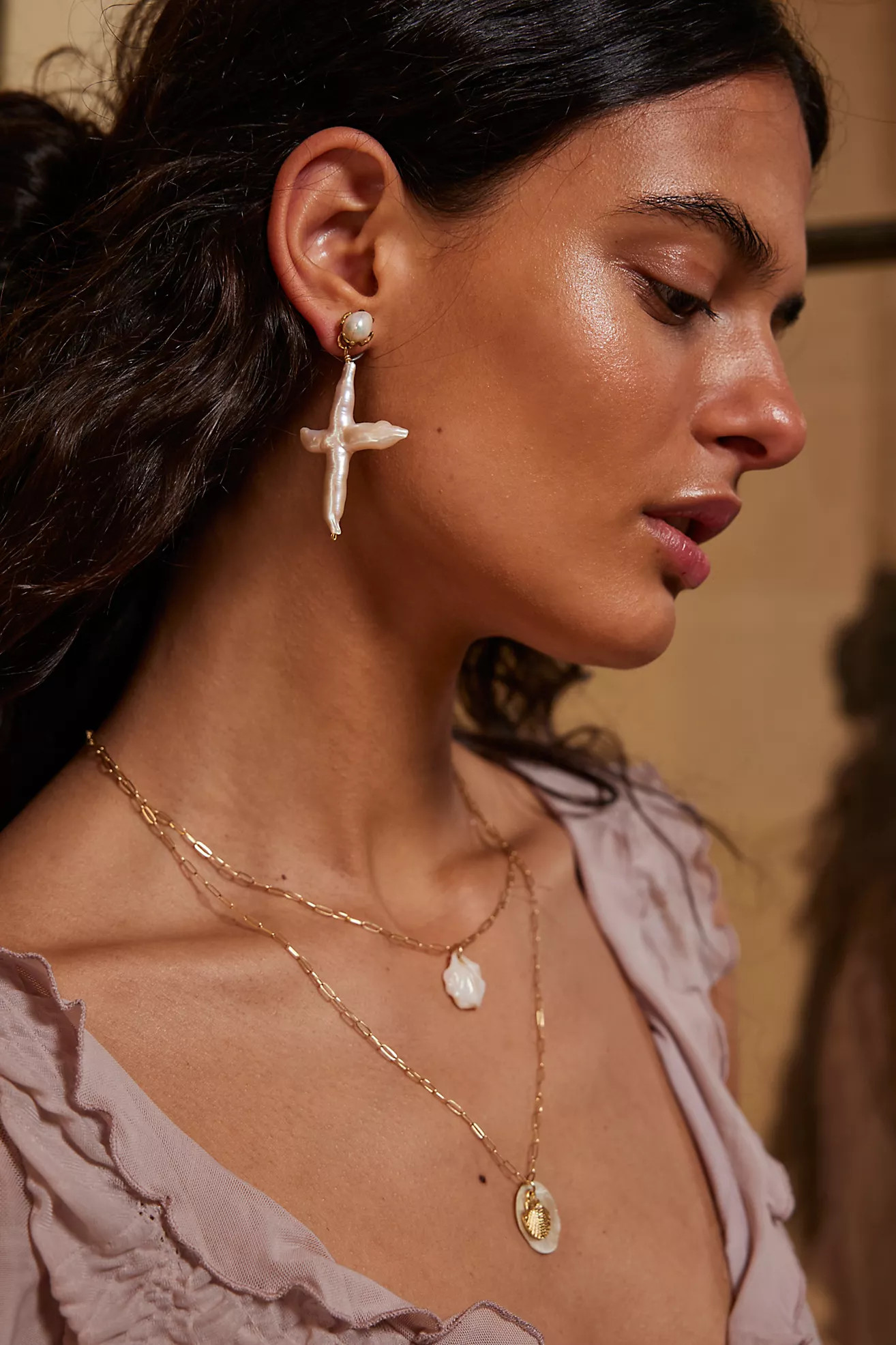 Ariana Ost Pearl Cross Dangles | Free People (Global - UK&FR Excluded)