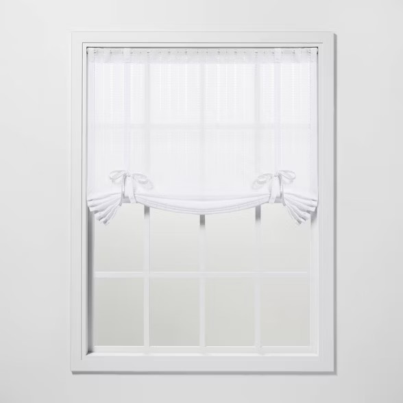 63"x42" Leno Striped Light Filtering Balloon Shade White - Threshold™ | Target