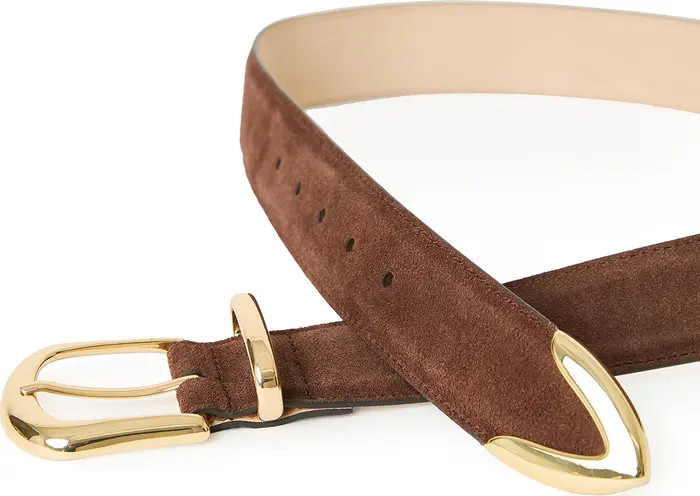 B-Low the Belt Marc Suede Belt in Camel/Gold at Nordstrom, Size X-Large | Nordstrom