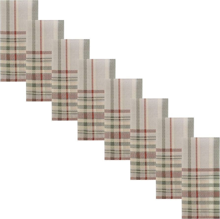 Newbridge Green Autumn Pocono Rustic Plaid Thanksgiving Fabric Napkins, Fall Cottage Farmhouse Ea... | Amazon (US)