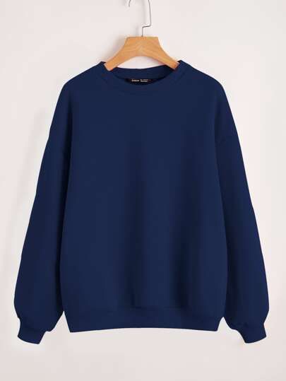 Drop Shoulder Solid Pullover | SHEIN