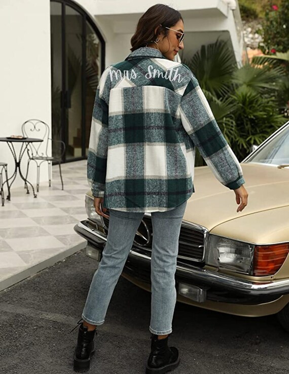 Last Name Plaid Flannel Shirt Jacket  Wedding  Engagement  | Etsy | Etsy (US)