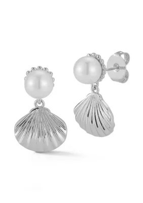 Rachel Zoe Pearl Shell Drop Earrings, Silver | Belk