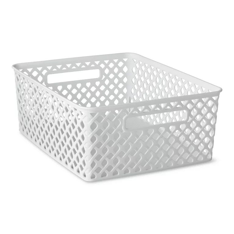 Mainstays Medium White Decorative Storage Basket | Walmart (US)