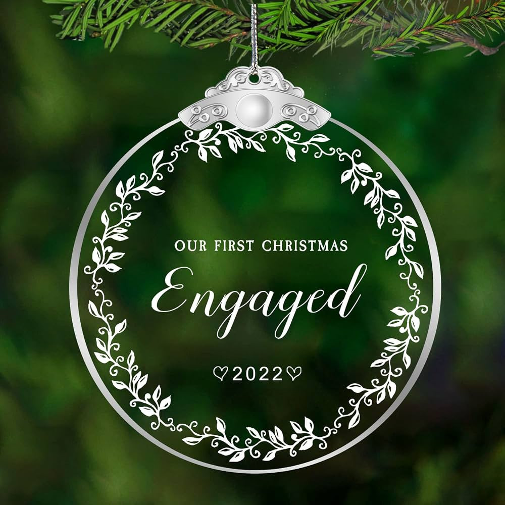 NURIONSS Our First Christmas Engaged 2022 Glass Ornament/Keepsake, Wedding Decoration Ornaments, ... | Amazon (US)
