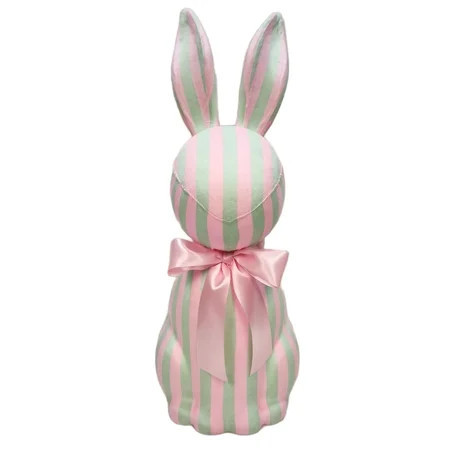 Striped Bunny Tabletop Decoration, Mint Green and Pink, 27", Easter by Way To Celebrate | Walmart (US)