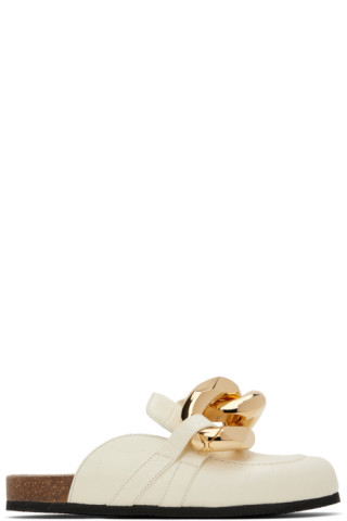 JW Anderson - Off-White Chain Loafer Leather Mules | SSENSE