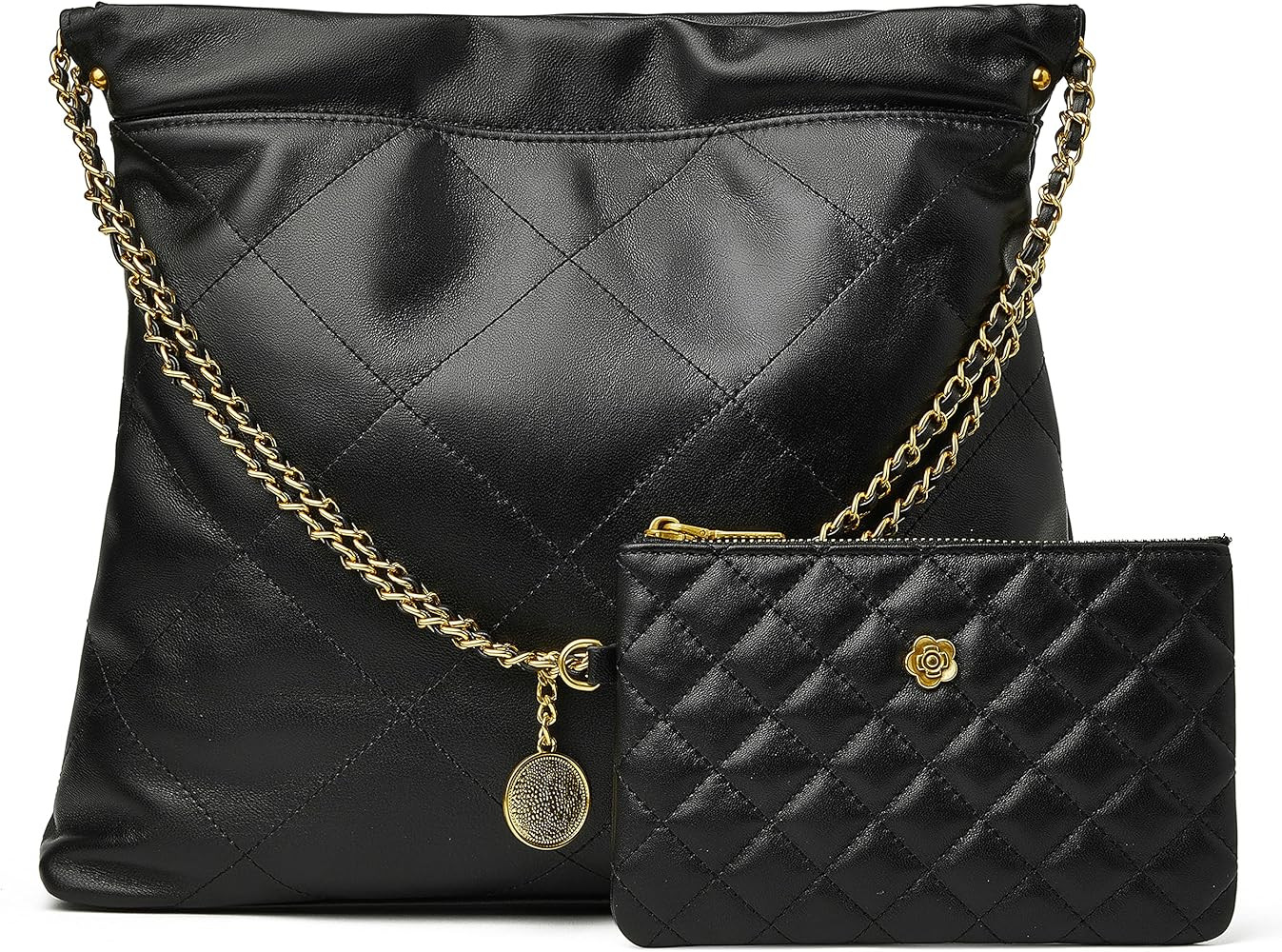 DORIS&JACKY Quilted Tote Bag Set For Women Soft Lambskin Shoulder Purse And Large Leather Work Ha... | Amazon (US)