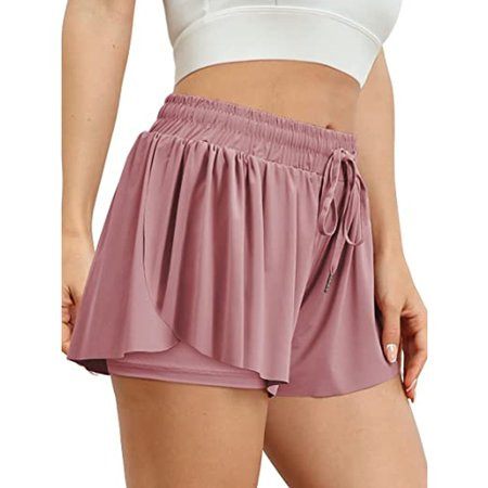 Luxtrada Women s 2 in 1 Flowy Shorts Athletic Casual Butterfly Running Shorts High Waisted Gym Summe | Walmart (US)