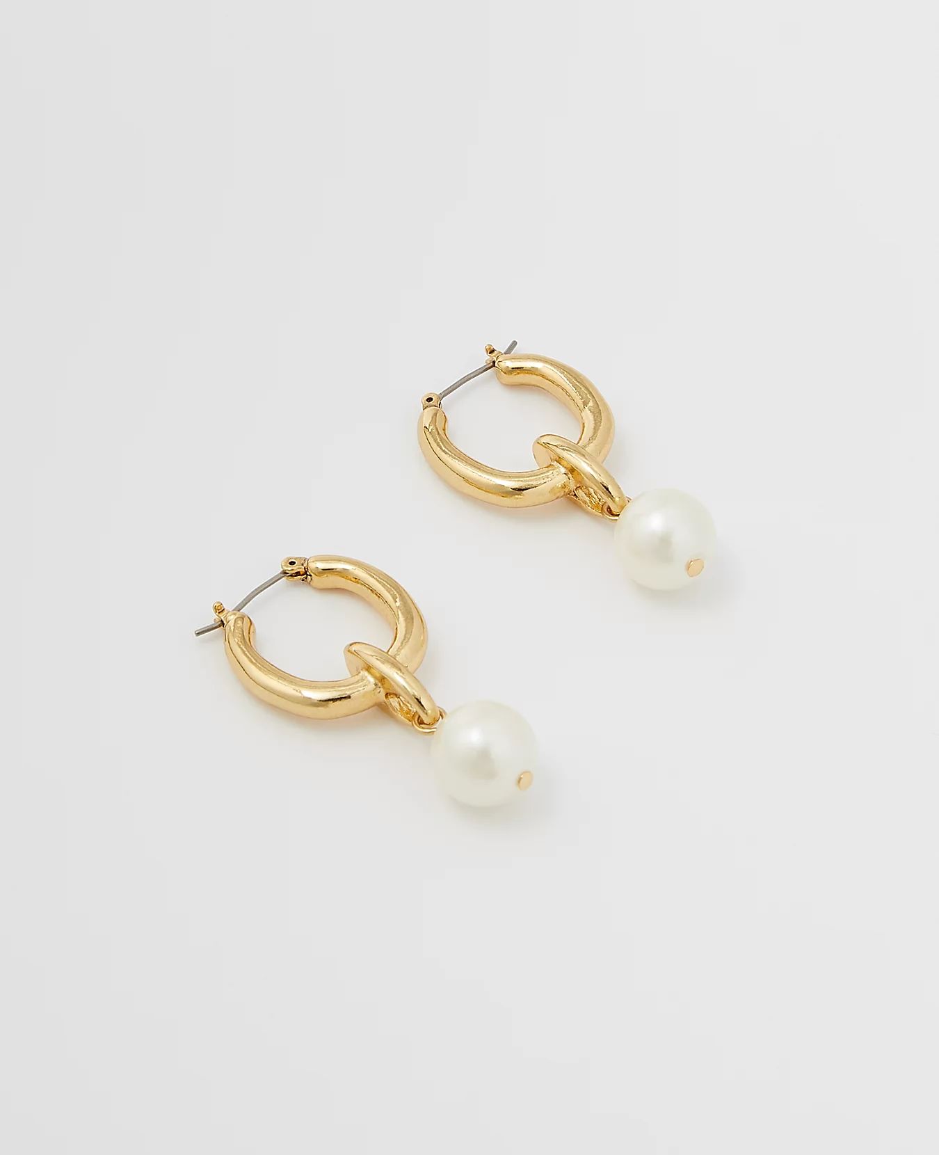 Pearlized Charm Hoop Earrings | Ann Taylor (US)