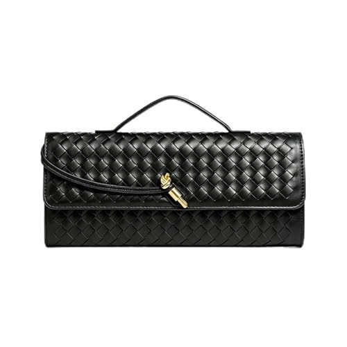 HRANRA Woven Clutch Evening Bag, Women's Evening Handbags for Formal/Daily Occassion, Black PU Leather Purse | Amazon (US)