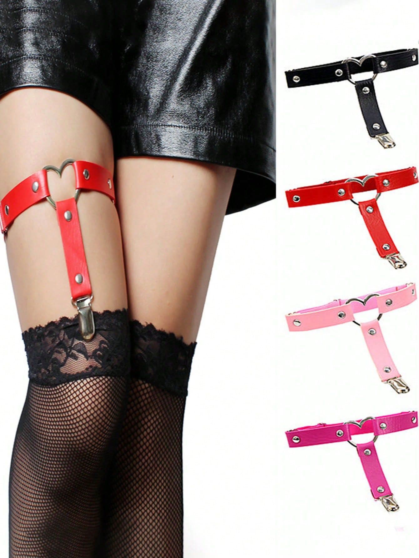 1pc Punk Street Dance Pu Leather Leg Ring With Heart Shaped Design, Simple Style | SHEIN