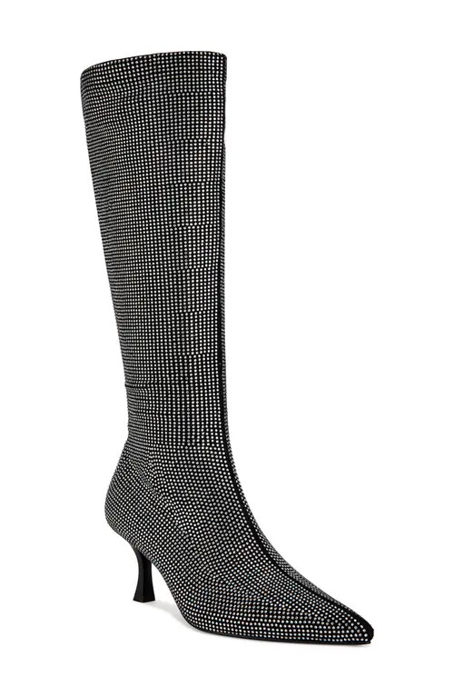 AZALEA WANG Yoel Pointed Toe Knee High Boot in Silver at Nordstrom, Size 11 | Nordstrom