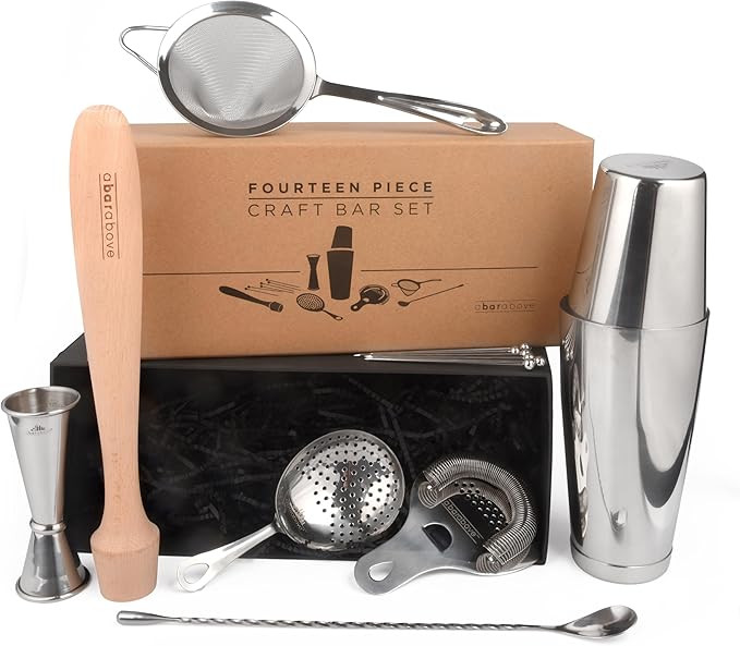 A Bar Above 14-Piece Professional Bartender Gift Set - Premium Barware Accessories for Home Bar -... | Amazon (US)