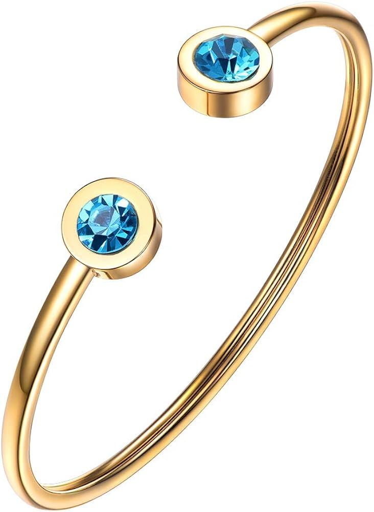PROSTEEL Stainless Steel Birthstone Bracelet Jan - Dec Birthday Gift,Jewelry for Women,Girls,fit ... | Amazon (US)