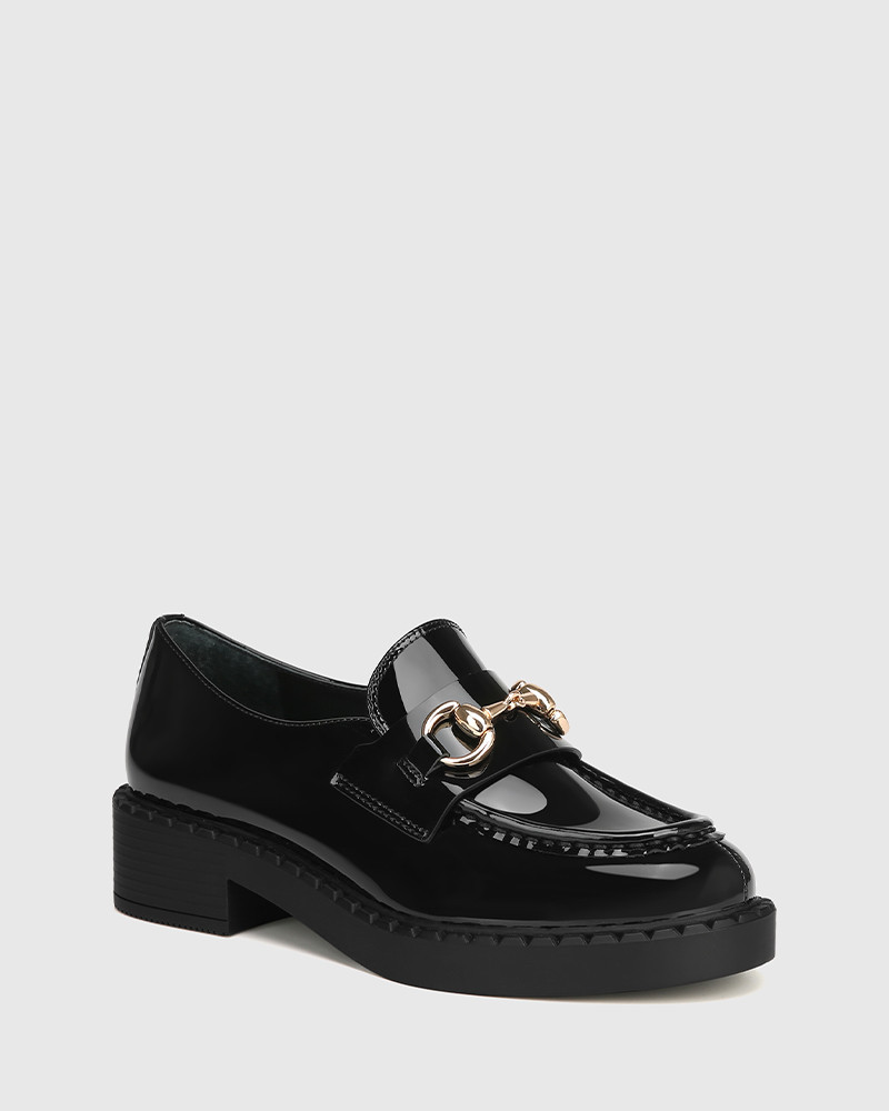 Carsen Black Patent Leather Flat Loafer | Wittner