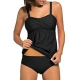 DOKOTOO Women Tankini Set Two Piece Padded Bathing Suits Swimsuit Ruched Tankini Top with Swim Br... | Walmart (US)