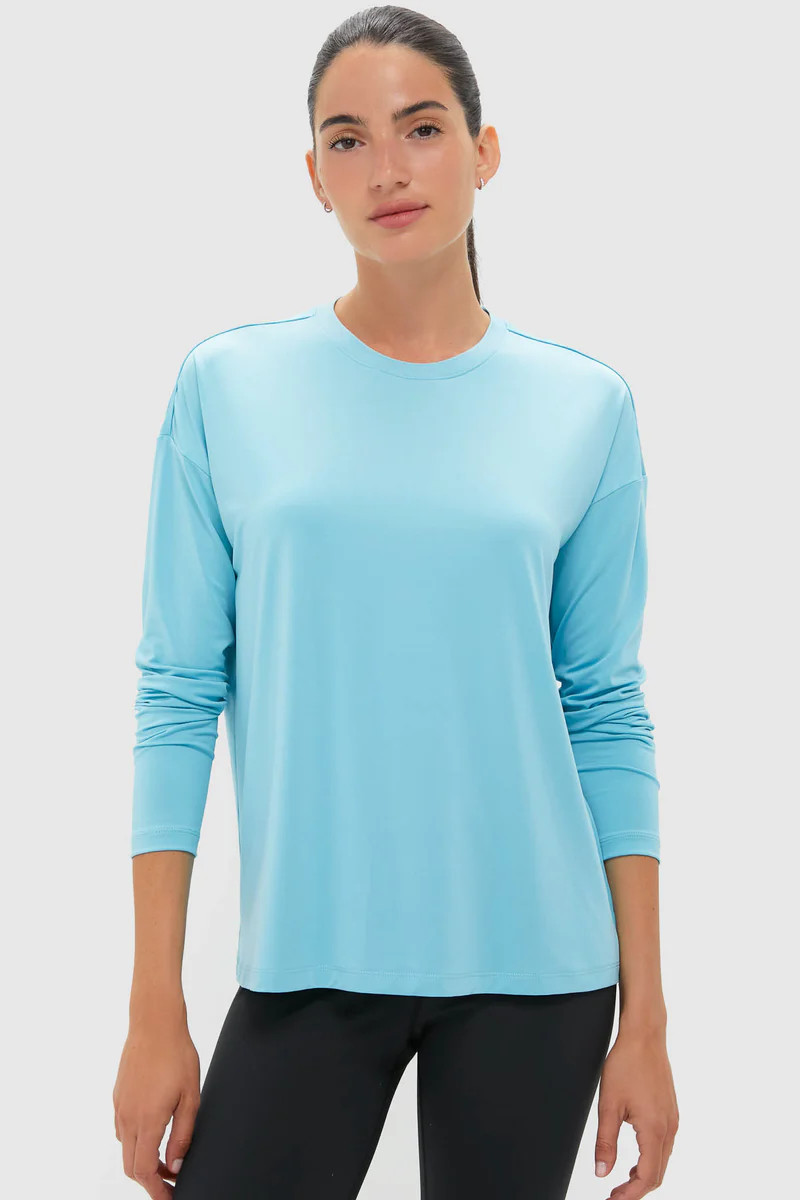 Bright Blue Long Sleeve Performance Jersey Ryan Boyfriend Tee | Tuckernuck (US)