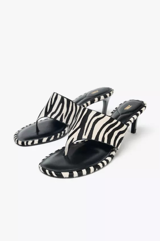 ANIMAL PRINT LEATHER SANDALS | Zara US