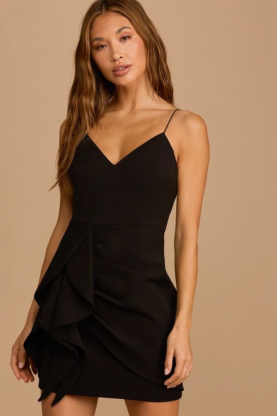 Give Me Some Flair Black Ruffled Mini Dress | Lulus (US)