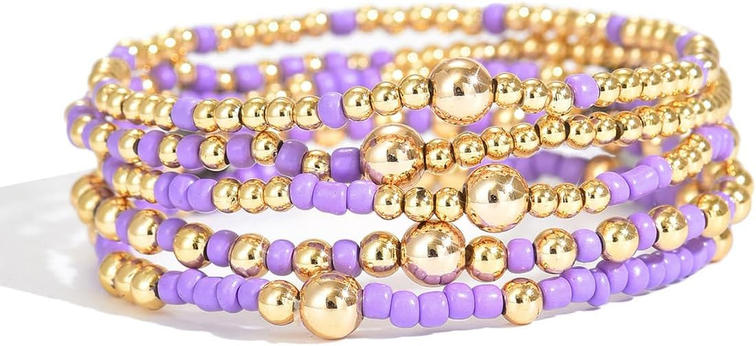 LOTSOF Bohemia Multilayer Beaded Bracelet Set, Turquoise Resin Colorful Surfer Heishi Style Elast... | Amazon (US)