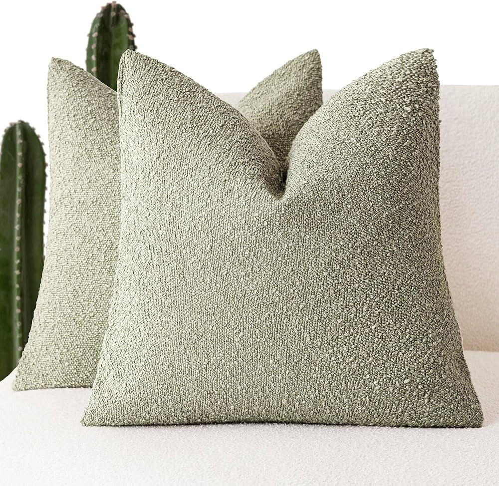 Foindtower Set of 2, Decorative Textured Boucle Throw Pillow Covers Accent Solid Pillow Cases Neu... | Amazon (US)