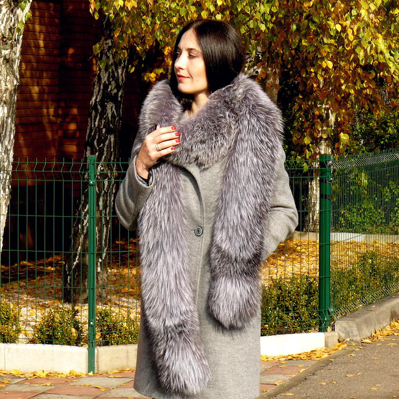 Real Fox Fur Boa, Genuine Fur Stole, Long Fluffy Scarf Women, Winter Soft Oversized Fuzzy Scarf, ... | Etsy (US)