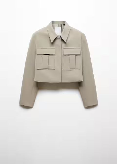 Cropped jacket with pockets -  Women | Mango United Kingdom | MANGO (UK)