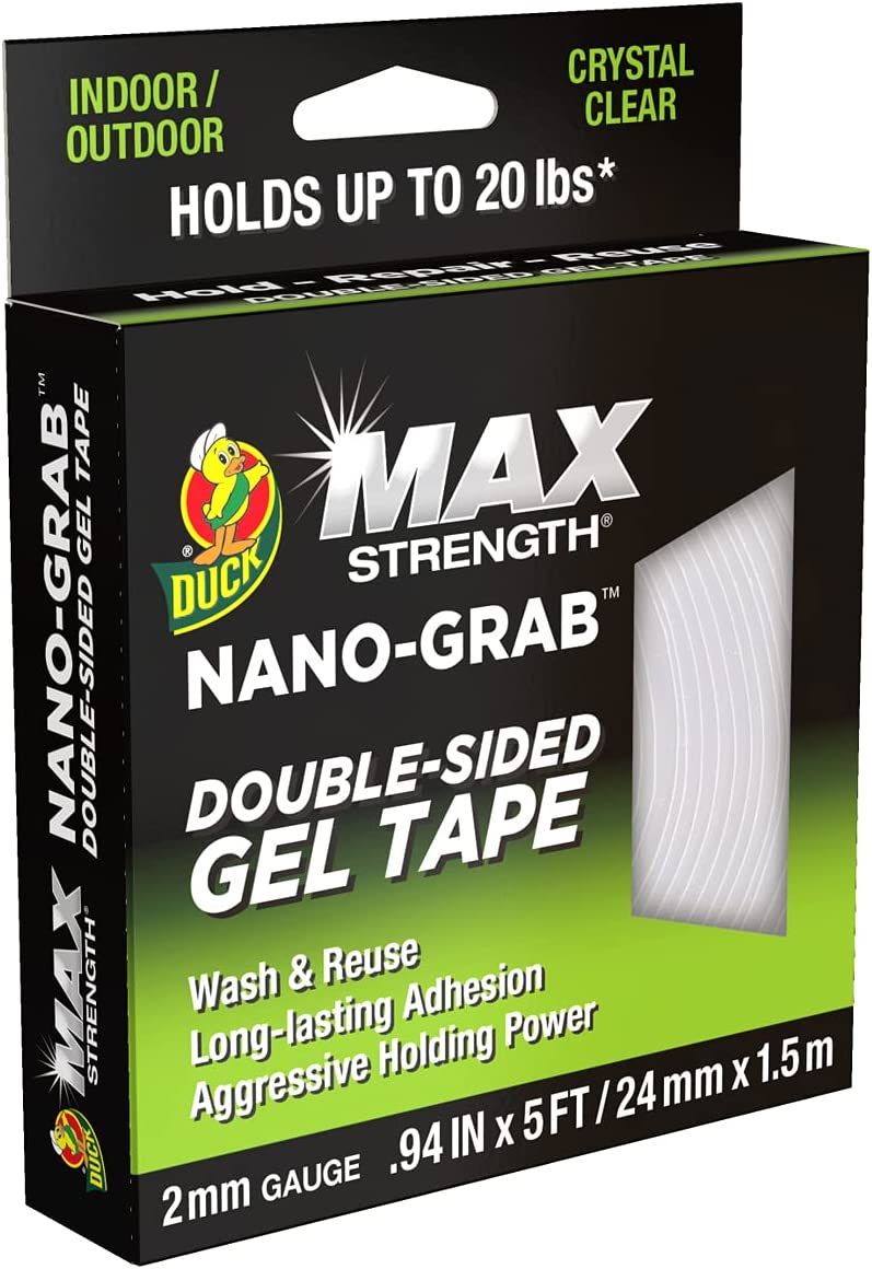 Duck MAX Strength Nano-Grab Double-Sided Gel Tape, 0.94" x 5 ft, Clear | Amazon (US)