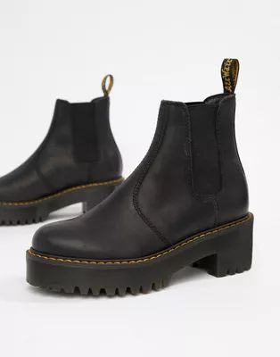 Dr Martens Rometty Black Leather Chunky Heeled Chelsea Boots | ASOS US