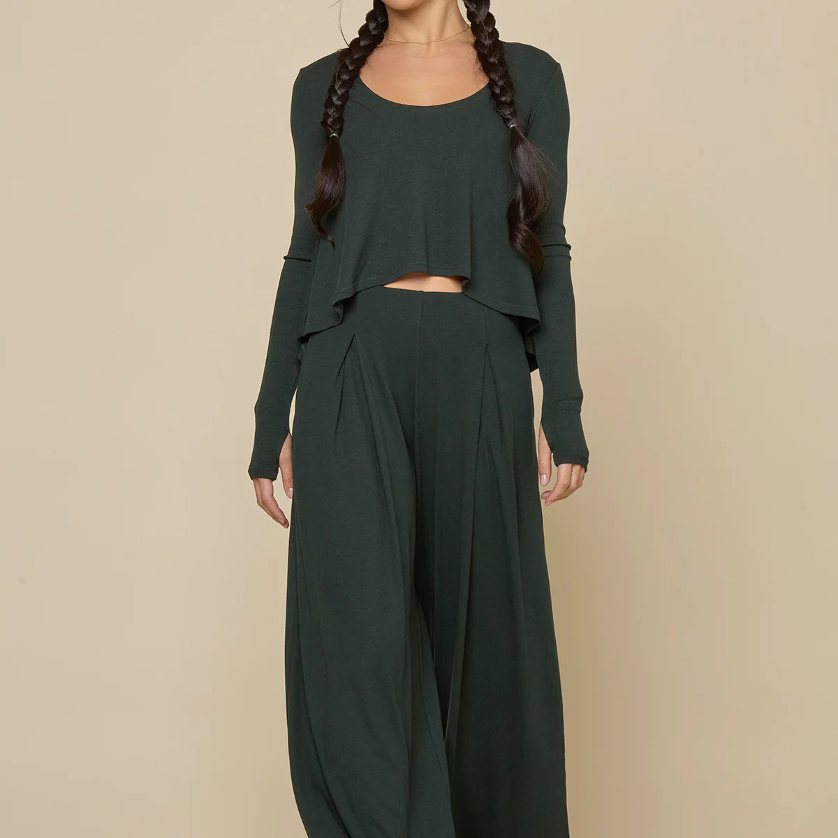 Go with the Flow Wide Leg Pant - Deep Forest | POPFLEX