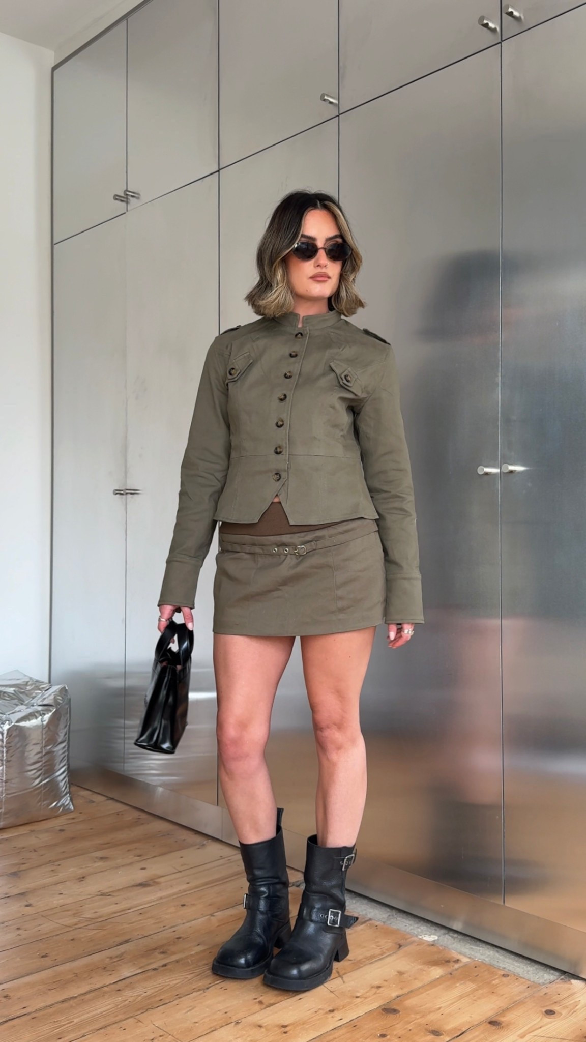 Military jacket, mini skirt, khaki jacket, khaki skirt, asos, motel @ASOS 

#LTKspring #LTKuk