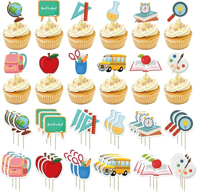36Pcs Back to School Teacher Cupcake Toppers, Creative and Easy to Operate Decorations Cupcake Pi... | Amazon (US)