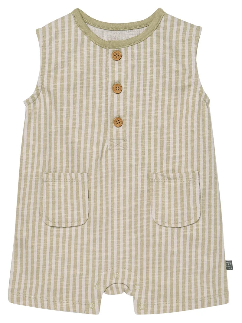 Modern Moments by Gerber Baby Boy Sleeveless Slouch Henley Romper with Pockets, Sizes 0/3 Months ... | Walmart (US)