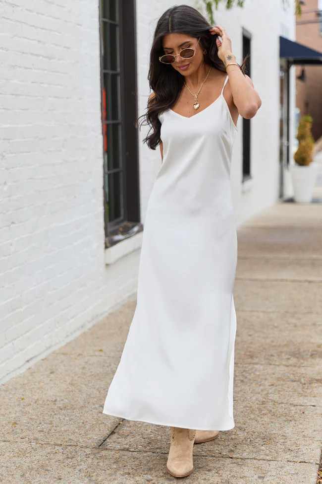 Allie Ivory Slip Dress FINAL SALE | Pink Lily