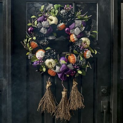 Bewitched Broomstick Wreath, 26" | Grandin Road