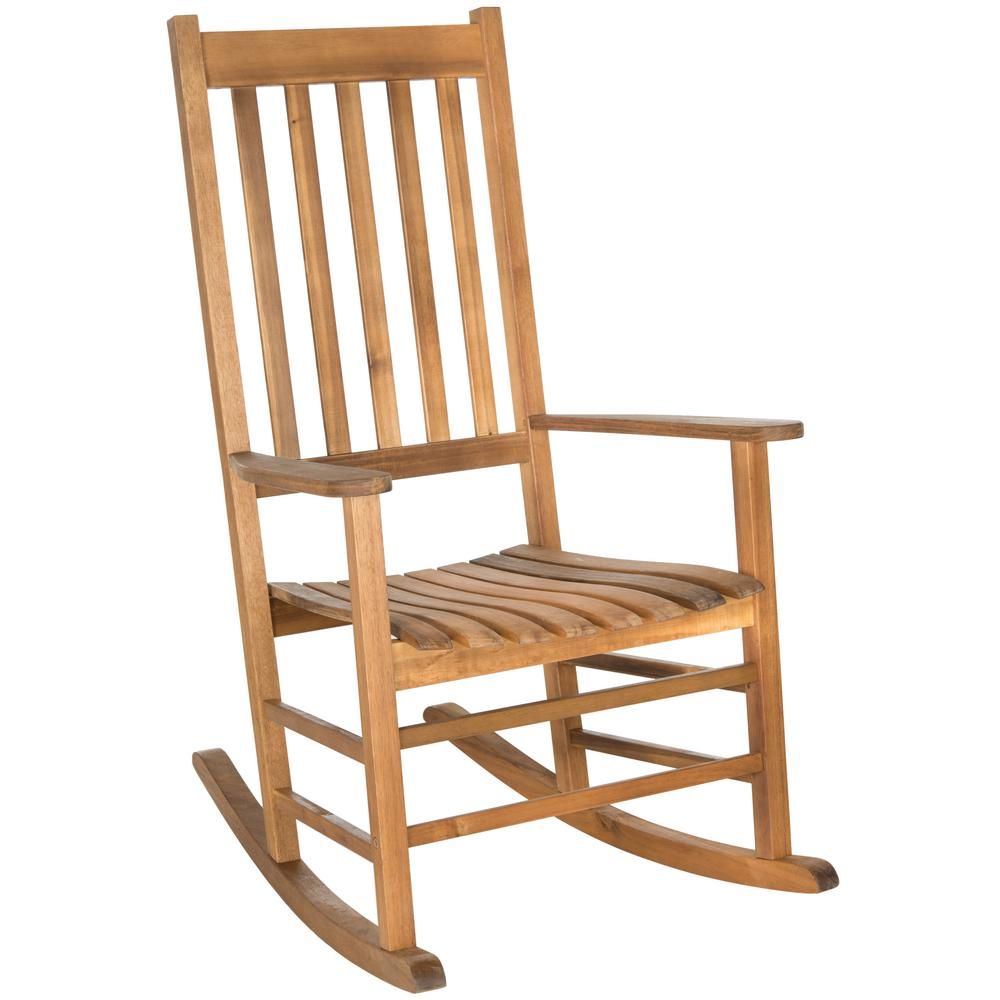 Shasta Teak Brown Acacia Wood Outdoor Rocking Chair | The Home Depot