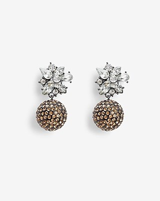 Flower Crystal Post Stone Ball Drop Earrings | Express