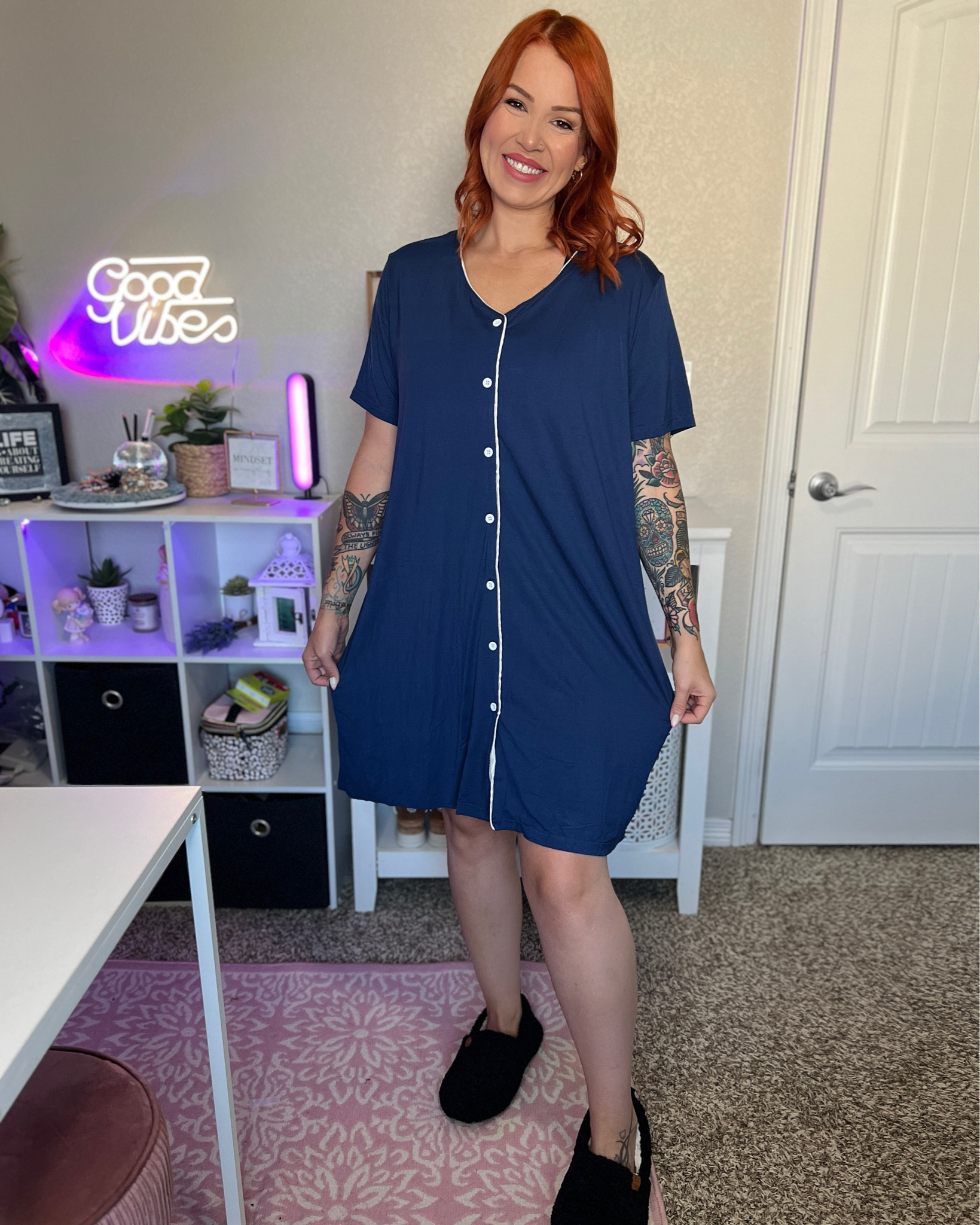 It’s giving, Violet Beauregarde 🫐 BUT the comfort is THERE for me! I listened to the Amazon suggoand ordered a XL. It’s definitely SUPER roomy, and could have easily fit into a large. But I like the oversized feel, so I’m okay with this. Super soft too!

#LTKFindsUnder50 #LTKMidsize