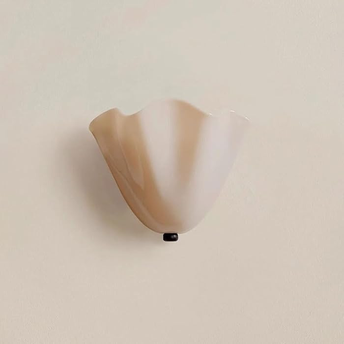 Vintage Shell Wall Sconce – Mid-Century Coastal Amber Glass Shade – Antique-Style Shell-Shape... | Amazon (US)