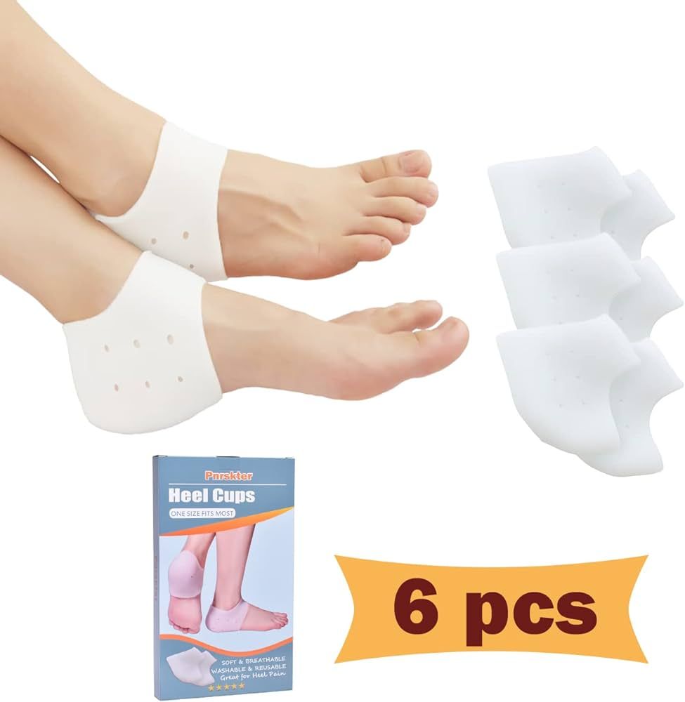 Heel Cups, 3 Pairs Heel Protectors, Heel Sleeves Plantar Fasciitis Inserts, Gel Heel Pads Cushion... | Amazon (UK)