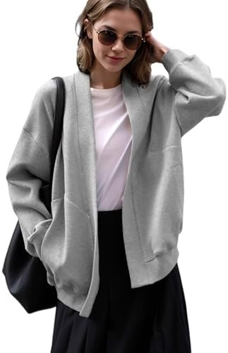 Fashion Oversized Womens athletic Sweatshirt blazer Pockets Sweaters no Zip Up jacket Lightweight... | Amazon (US)
