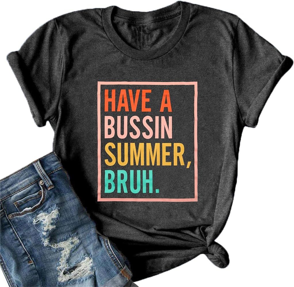 Last Day of School Shirt Women Have A Bussin Summer Bruh T- Shirt Teacher Life Tops School is Out... | Amazon (US)